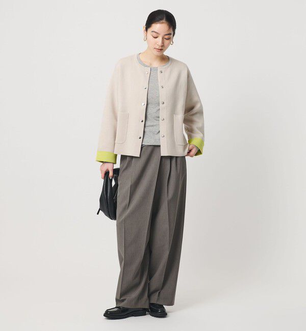 BEAUTY&YOUTH UNITED ARROWS「【WEB限定 Wardrobe DAILY MINIMAL】バイカラー スナップボタンカーディガン ウォッシャブル」|カーディガン|