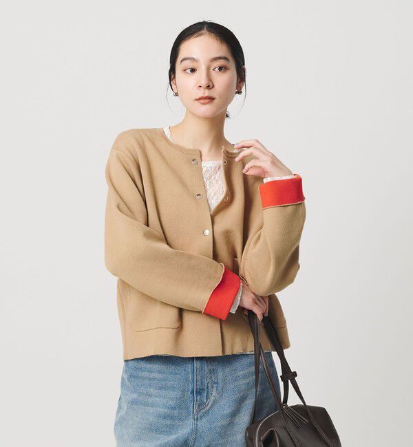 BEAUTY&YOUTH UNITED ARROWS「【WEB限定 Wardrobe DAILY MINIMAL】バイカラー スナップボタンカーディガン ウォッシャブル」|カーディガン|