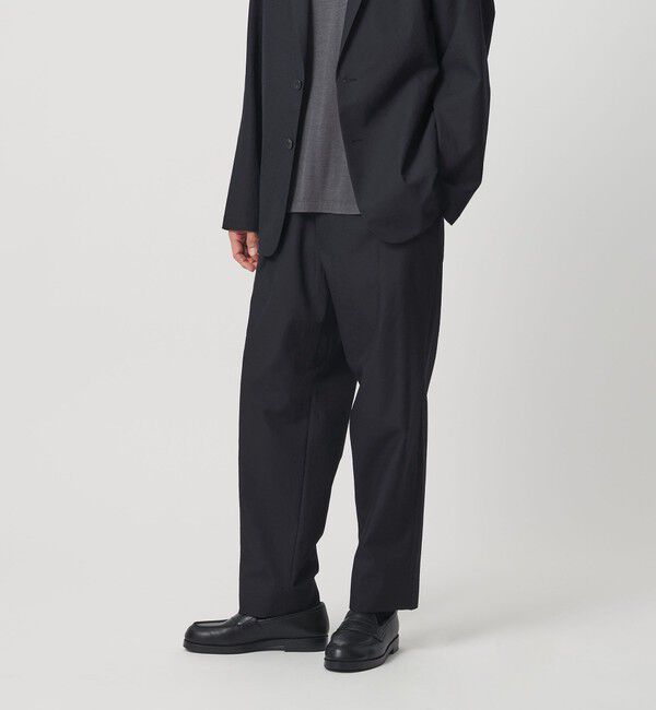 BEAUTY&YOUTH UNITED ARROWS「KOMATSU PACK 1プリーツ イージー ワイド テーパード パンツ NO.9 セットアップ対応 撥水 ウォッシャブル」|チノ|NAVY