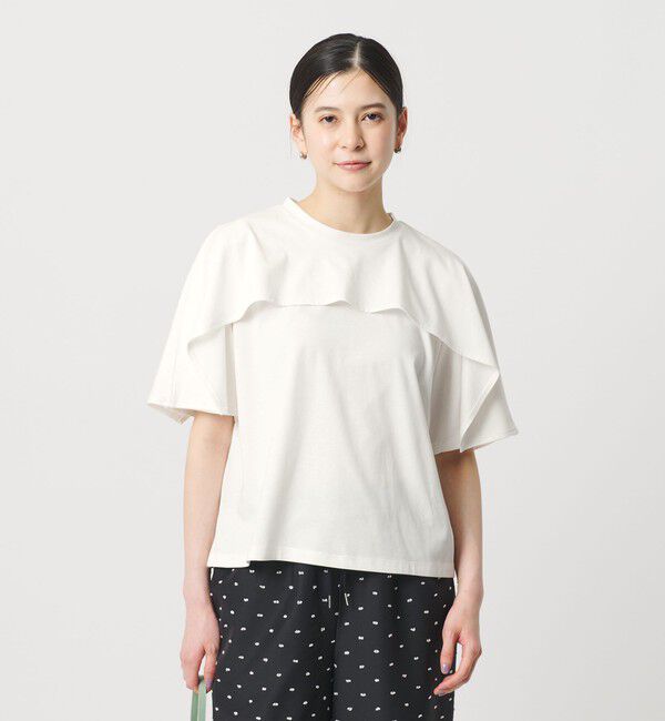 BEAUTY&YOUTH UNITED ARROWS「【WEB限定 Wardrobe DAILY MINIMAL】ケープフリル ショートスリーブプルオーバー UVカット 接触冷感」|Tシャツ・カットソー|