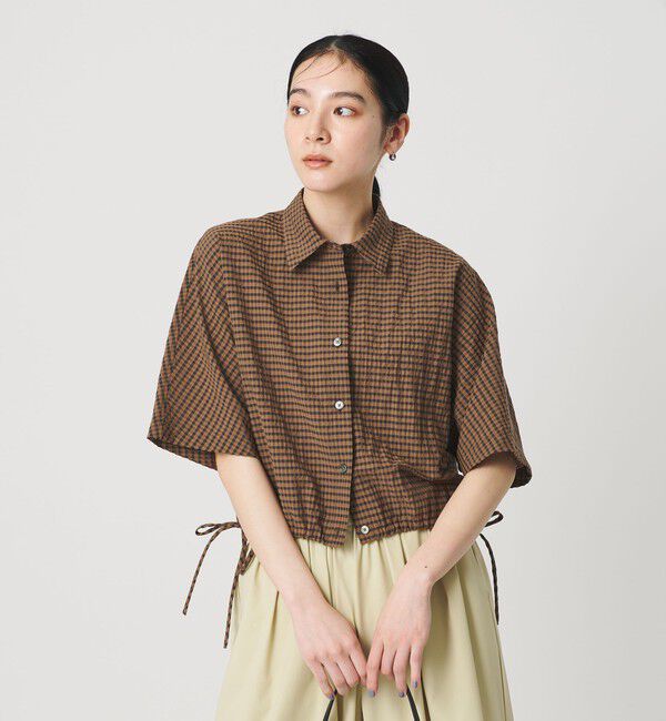 BEAUTY&YOUTH UNITED ARROWS「チェック ドローストリング シャツ ウォッシャブル」|シャツ・ブラウス|