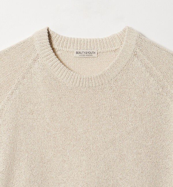 BEAUTY&YOUTH UNITED ARROWS「ペーパーヤーン サドルスリーブ クルーネック ニット ウォッシャブル」|ニット・セーター|