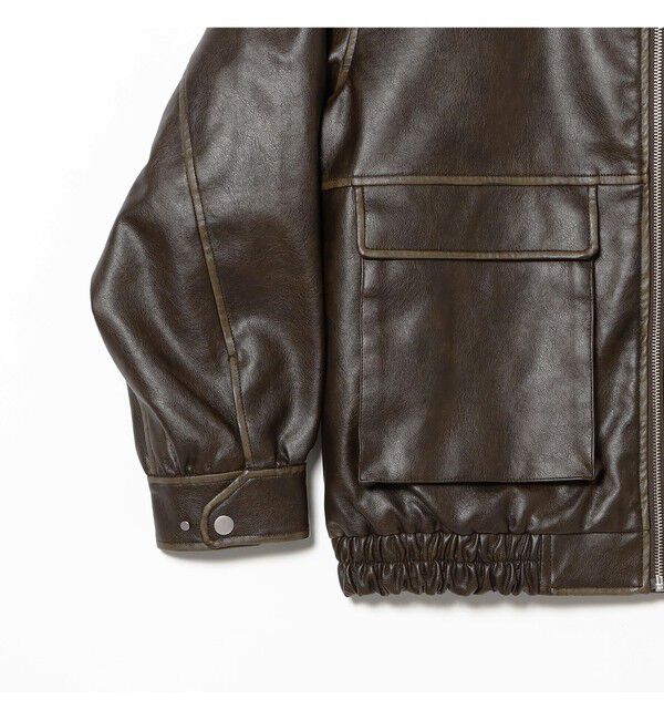 Ray BEAMS 「フェイクレザー フライト ジャケット」|ブルゾン・スタジャン|