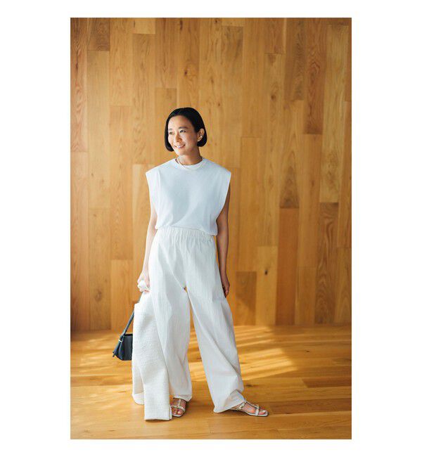 Demi-Luxe BEAMS 「【別注】スタイリスト佐藤佳菜子 &times; SLOANE / リブ クルーネック フレンチスリーブ トップス」|Tシャツ・カットソー|WHITE