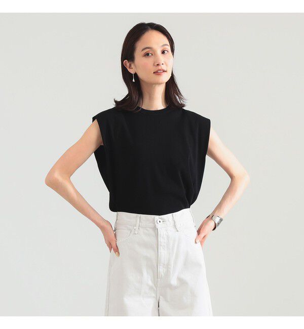 Demi-Luxe BEAMS 「【別注】スタイリスト佐藤佳菜子 &times; SLOANE / リブ クルーネック フレンチスリーブ トップス」|Tシャツ・カットソー|