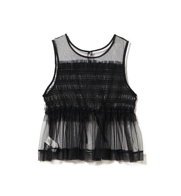 Ray BEAMS 「チュール シャーリング ノースリーブ」|Tシャツ・カットソー|