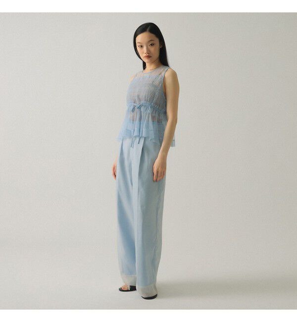 Ray BEAMS 「チュール シャーリング ノースリーブ」|Tシャツ・カットソー|