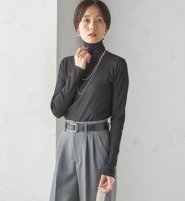 SHIPS for women「〈手洗い可能〉ドライタッチ リブ タートル」|Tシャツ・カットソー|