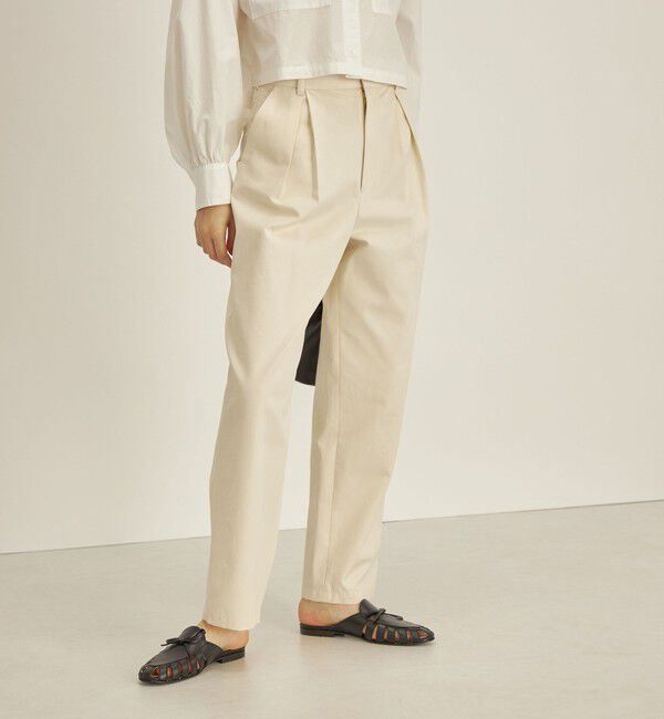 SHIPS for women「〈手洗い可能〉綿 ギャバ マーベルト タック パンツ◇」|その他|