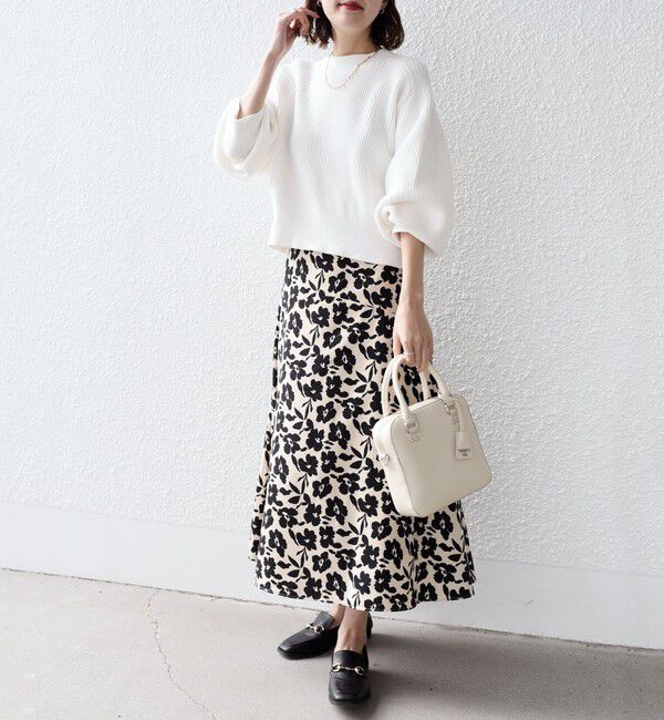 SHIPS for women「*〈手洗い可能〉ドット / 花柄 切替 セミフレア スカート ◇」|スカート|