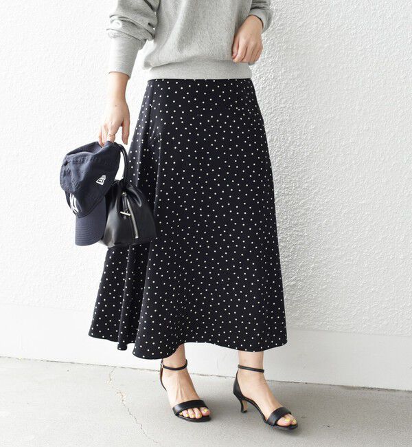 SHIPS for women「*〈手洗い可能〉ドット / 花柄 切替 セミフレア スカート ◇」|スカート|