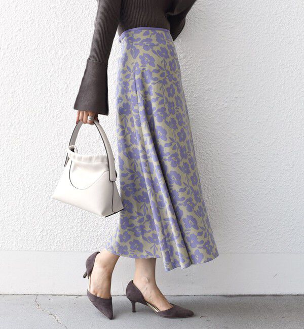 SHIPS for women「*〈手洗い可能〉ドット / 花柄 切替 セミフレア スカート ◇」|スカート|