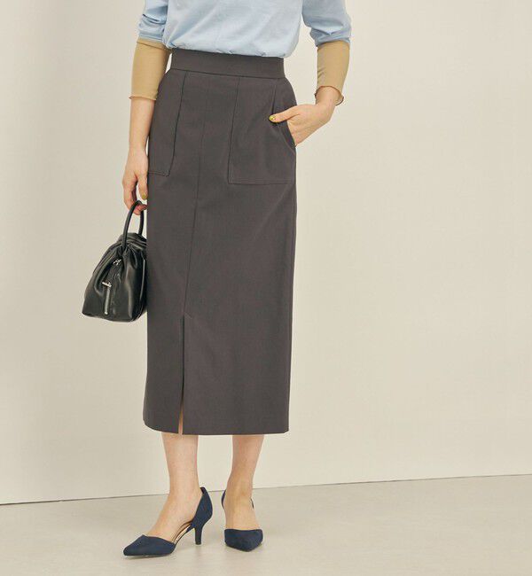 SHIPS for women「〈手洗い可能〉ハイストレッチ カラー タイト スカート」|スカート|ダークグレー