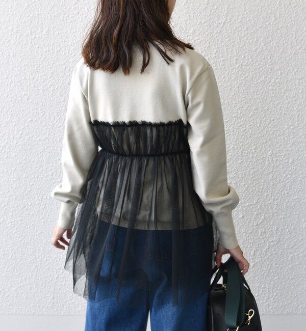 SHIPS for women「* 〈手洗い可能〉チュール ドッキング ニット ◇」|ニット・セーター|