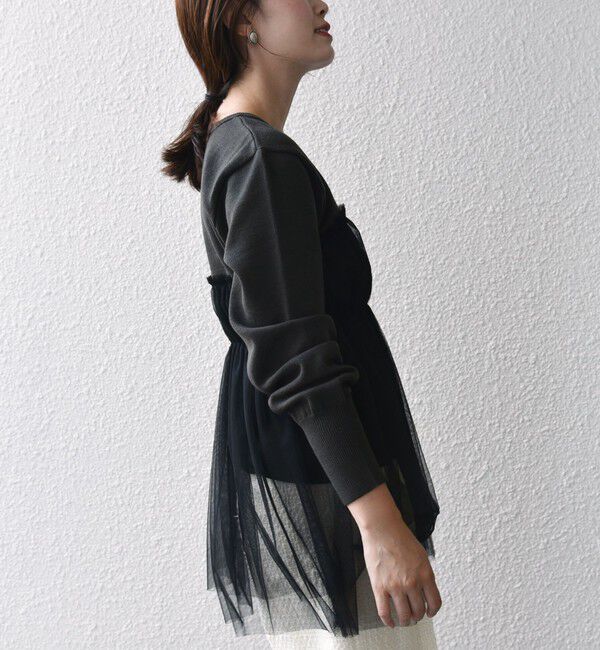 SHIPS for women「* 〈手洗い可能〉チュール ドッキング ニット ◇」|ニット・セーター|