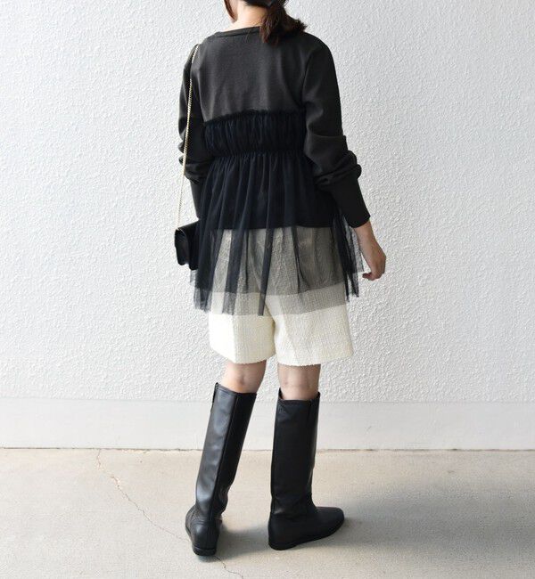 SHIPS for women「* 〈手洗い可能〉チュール ドッキング ニット ◇」|ニット・セーター|