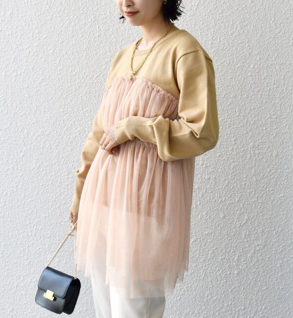 SHIPS for women「* 〈手洗い可能〉チュール ドッキング ニット ◇」|ニット・セーター|