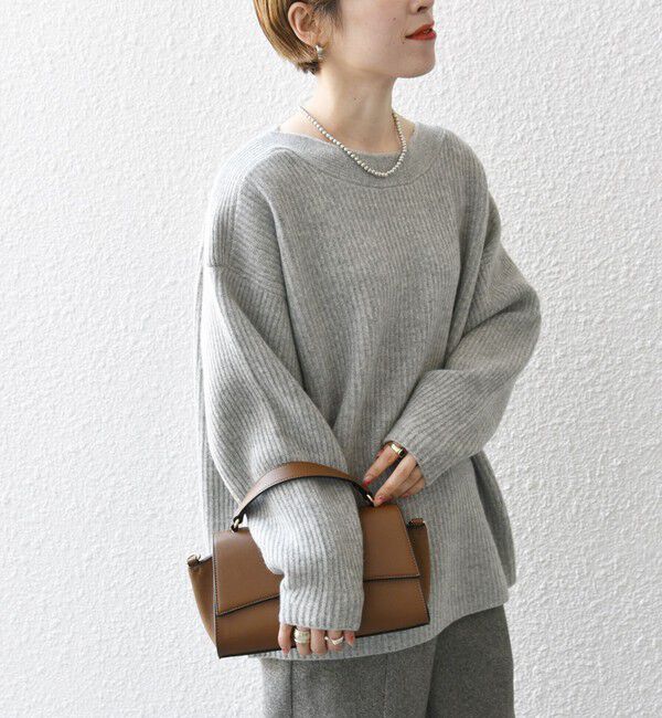 SHIPS any「SHIPS any: AQUA カシミヤ ミックス ボートネック ニット プルオーバー」|ニット・セーター|ライトグレー