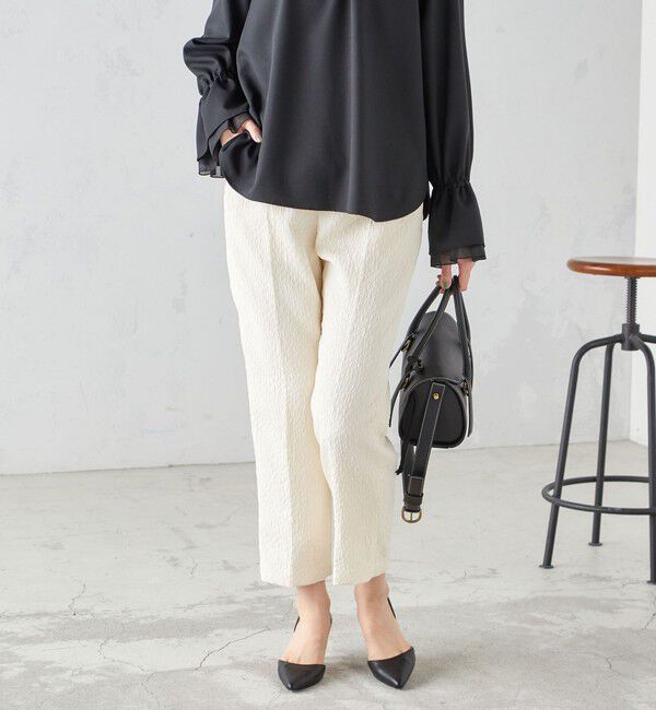 SHIPS for women「〈手洗い可能〉フクレ ジャカード テーパード パンツ」|その他|