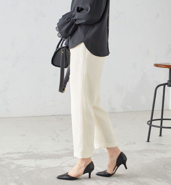 SHIPS for women「〈手洗い可能〉フクレ ジャカード テーパード パンツ」|その他|