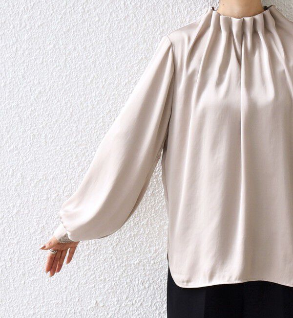 SHIPS for women「【一部WEB限定】〈手洗い可能〉ヴィンテージ サテン ネック ギャザー ブラウス」|シャツ・ブラウス|