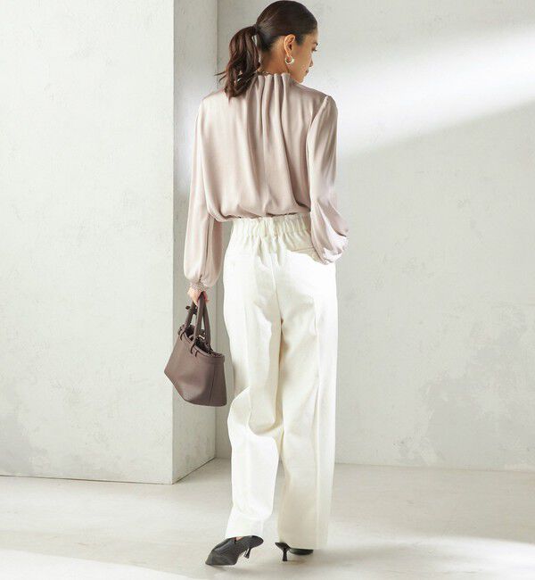 SHIPS for women「【一部WEB限定】〈手洗い可能〉ヴィンテージ サテン ネック ギャザー ブラウス」|シャツ・ブラウス|