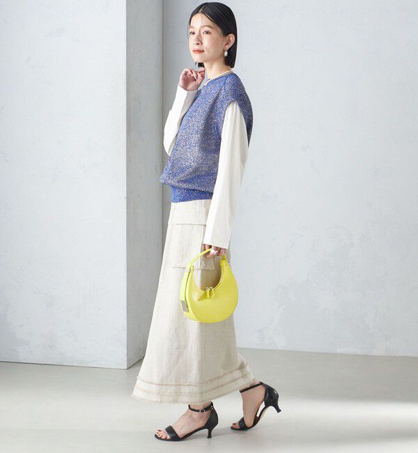 SHIPS for women「〈手洗い可能〉ラメ混 ペーパー 編地 コンビ プルオーバー ◇」|ニット・セーター|