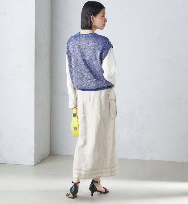 SHIPS for women「〈手洗い可能〉ラメ混 ペーパー 編地 コンビ プルオーバー ◇」|ニット・セーター|