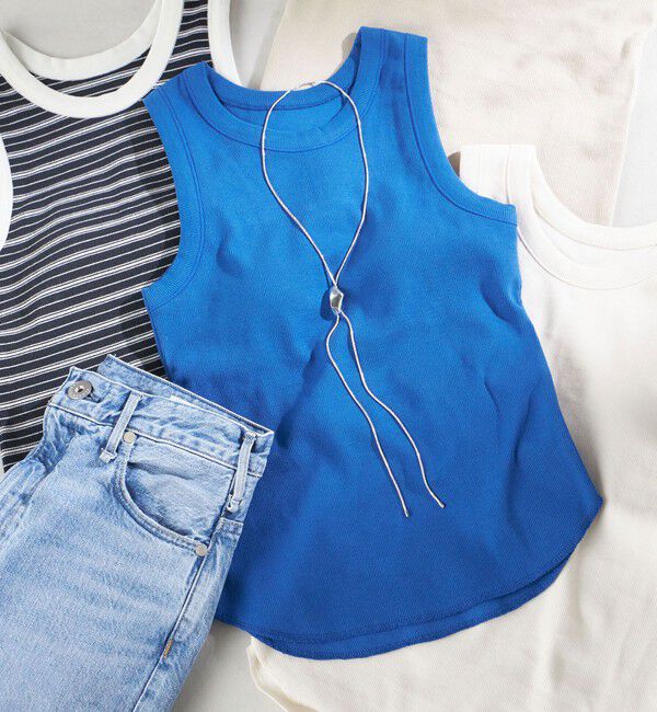 SHIPS for women「〈手洗い可能〉カップ付き リブ タンクトップ◇」|インナー|ブルー