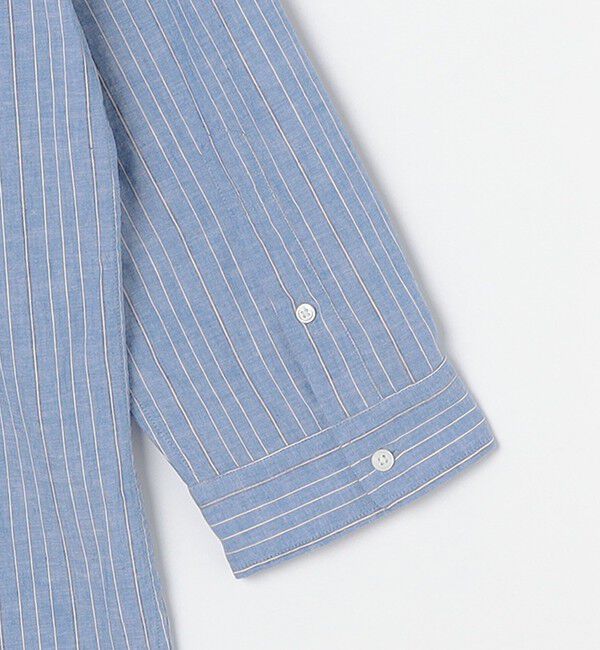 SHIPS any「SHIPS any: 〈洗濯機可能〉コットン / リネン ブルー ストライプ 7分袖 レギュラー シャツ◇」|シャツ・ブラウス|