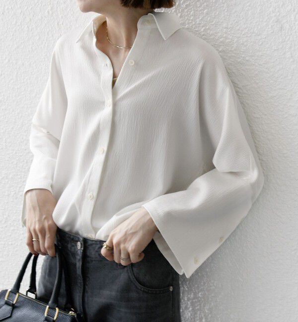 SHIPS any「SHIPS any:〈手洗い可能〉ラフ サテン ビック シルエット シャツ」|シャツ・ブラウス|