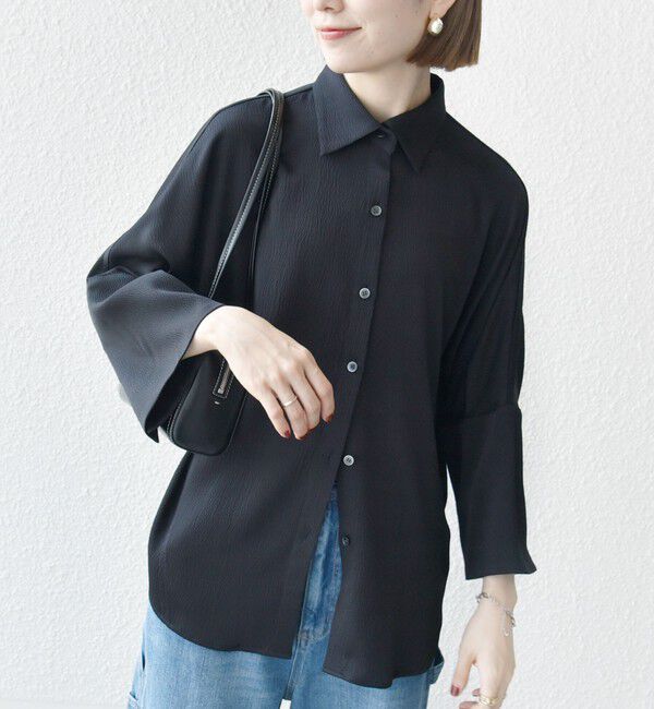 SHIPS any「SHIPS any:〈手洗い可能〉ラフ サテン ビック シルエット シャツ」|シャツ・ブラウス|