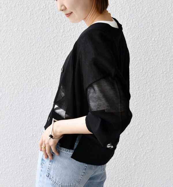 SHIPS for women「〈手洗い可能〉シアー ライン Vネック カーディガン」|カーディガン|