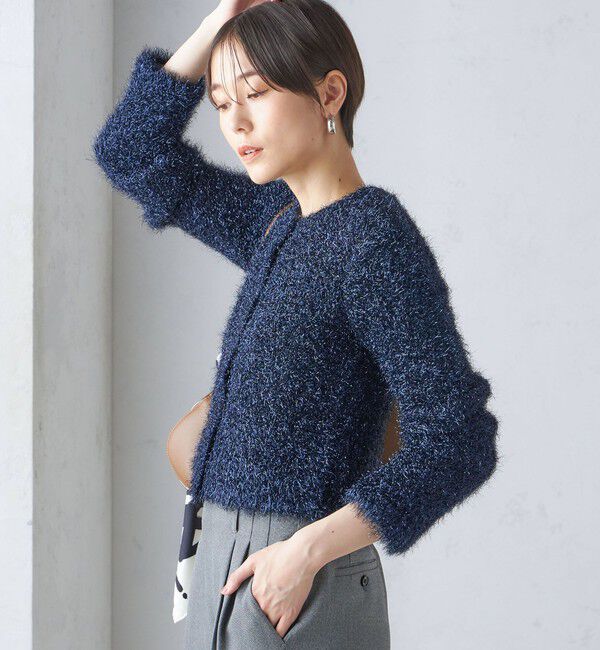 SHIPS for women「〈手洗い可能〉ラメ ニット 配色 カーディガン」|カーディガン|