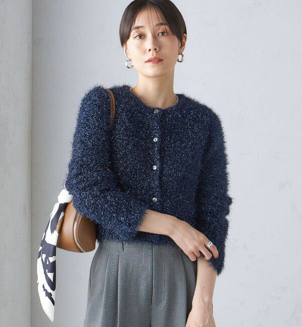SHIPS for women「〈手洗い可能〉ラメ ニット 配色 カーディガン」|カーディガン|