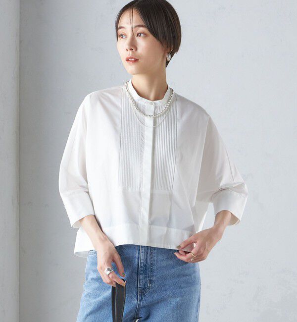 SHIPS for women「〈手洗い可能〉コットン ポリエステル ピンタック 羽織 ブラウス」|シャツ・ブラウス|