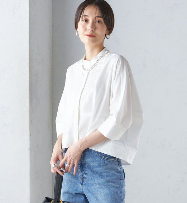 SHIPS for women「〈手洗い可能〉コットン ポリエステル ピンタック 羽織 ブラウス」|シャツ・ブラウス|