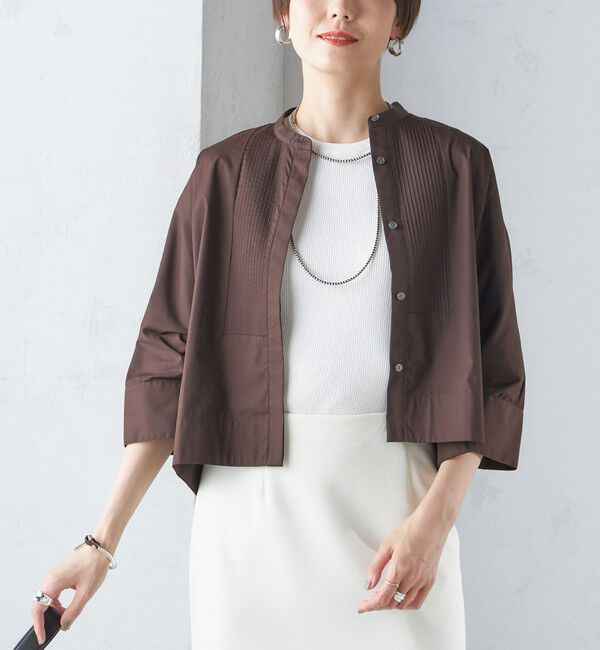 SHIPS for women「〈手洗い可能〉コットン ポリエステル ピンタック 羽織 ブラウス」|シャツ・ブラウス|ブラウン