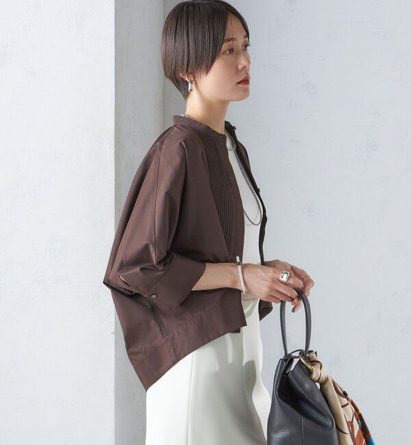 SHIPS for women「〈手洗い可能〉コットン ポリエステル ピンタック 羽織 ブラウス」|シャツ・ブラウス|