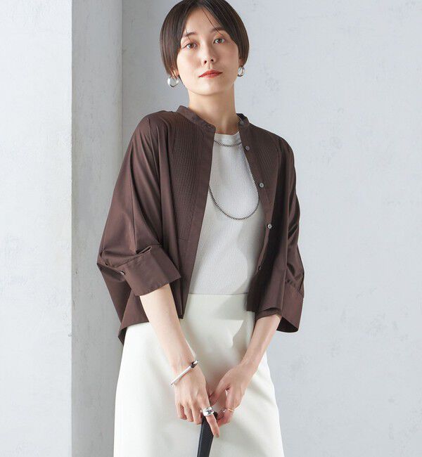 SHIPS for women「〈手洗い可能〉コットン ポリエステル ピンタック 羽織 ブラウス」|シャツ・ブラウス|