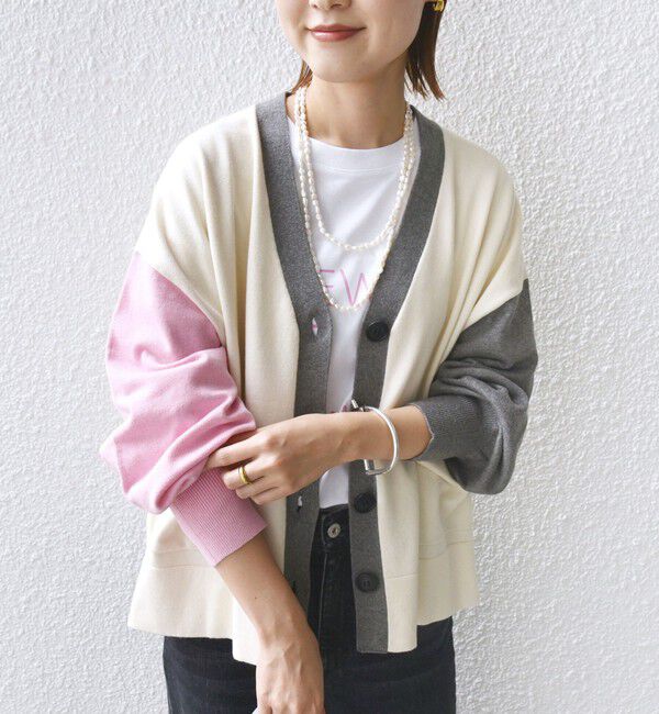 SHIPS for women「【WEB限定】〈手洗い可能〉配色 ポケット カーディガン」|カーディガン|