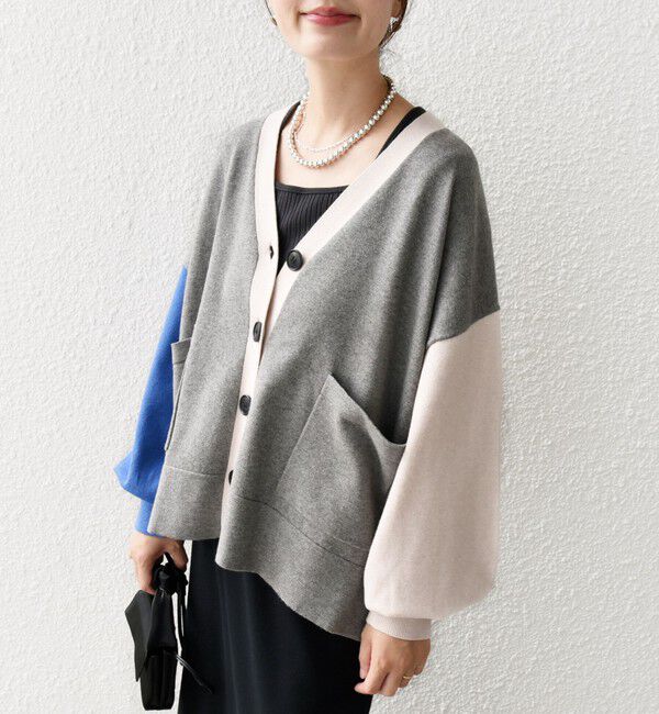 SHIPS for women「【WEB限定】〈手洗い可能〉配色 ポケット カーディガン」|カーディガン|