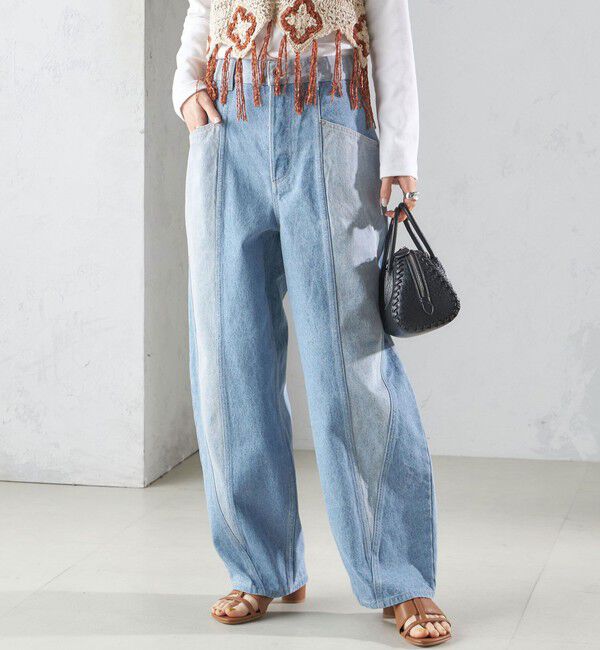 SHIPS for women「パッチワーク カーブ デニム」|デニム|