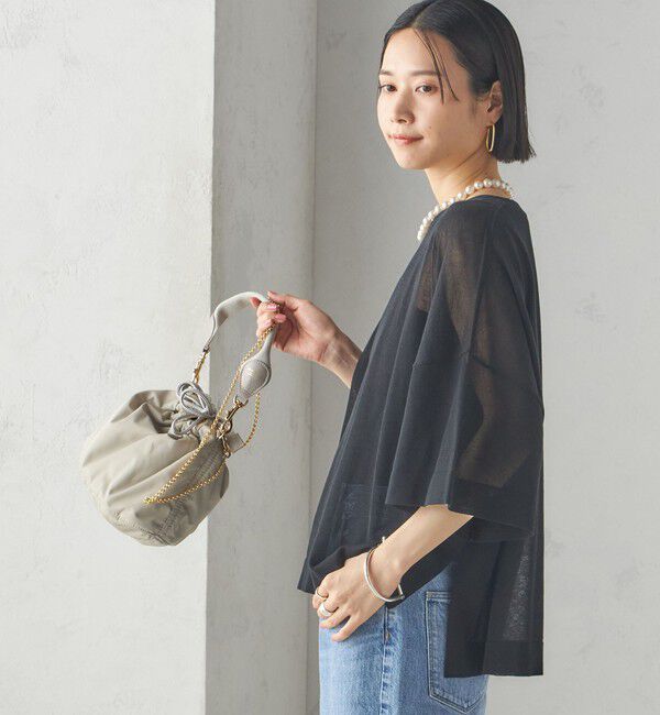 SHIPS for women「〈手洗い可能〉18G フィルミーコットン ワイド ショート スリーブ プルオーバー」|ニット・セーター|