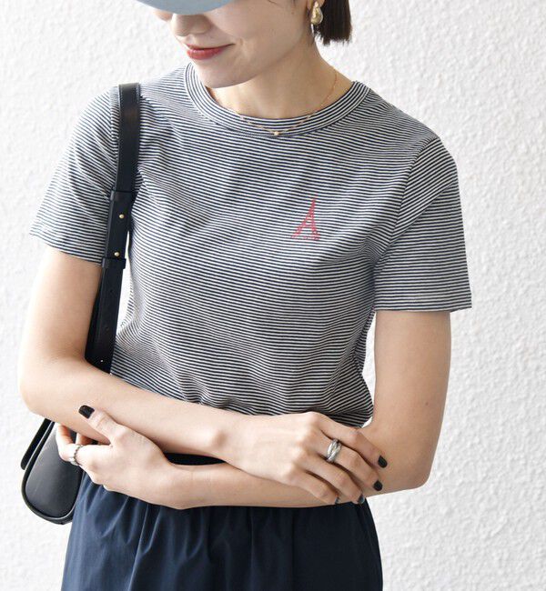 SHIPS any「【SHIPS any別注】PETIT BATEAU: ロゴ プリント コンパクト ボーダー TEE 25SS」|Tシャツ・カットソー|