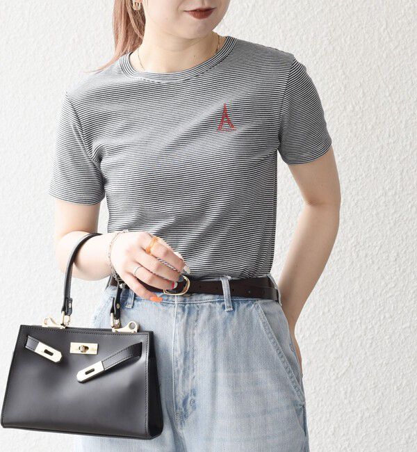 SHIPS any「【SHIPS any別注】PETIT BATEAU: ロゴ プリント コンパクト ボーダー TEE 25SS」|Tシャツ・カットソー|