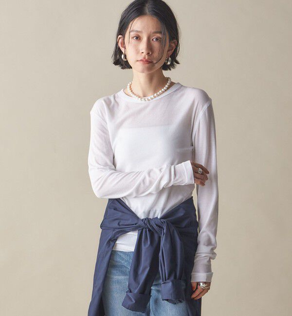 SHIPS for women「SHIPS NINE CASE:〈洗濯機可能〉ロゴ ロング スリーブ TEE」|Tシャツ・カットソー|
