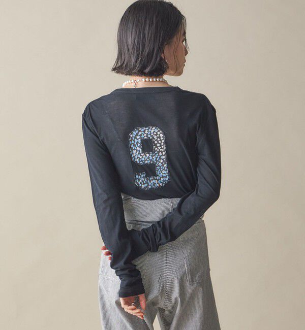 SHIPS for women「SHIPS NINE CASE:〈洗濯機可能〉ロゴ ロング スリーブ TEE」|Tシャツ・カットソー|ブラック