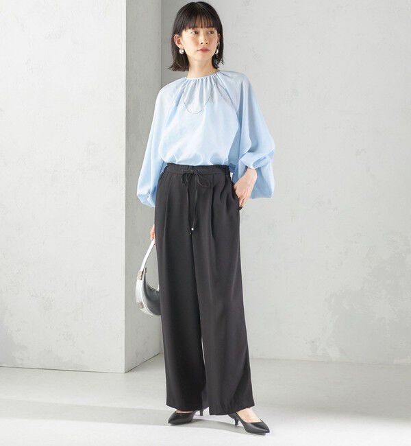 SHIPS for women「〈接触冷感 / 手洗い可能〉アセテート混 バック サテン ワイド パンツ」|その他|