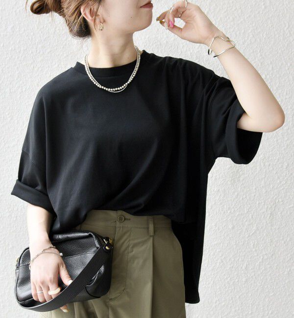 SHIPS any「SHIPS any:〈接触冷感/汗染み防止加工/洗濯機可能〉ラウンドヘム クルー ビッグ TEE」|Tシャツ・カットソー|